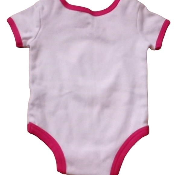 Betsey Johnson Baby Onsie Girls Ivory Short Sleeve Bodysuit with Pink Bow - Picture 2 of 8